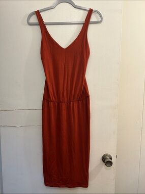 Fighting Eel Rust-Red V-Neck Midi Tank Dress